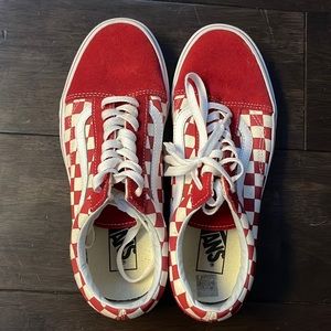 Red and White checkered Vans